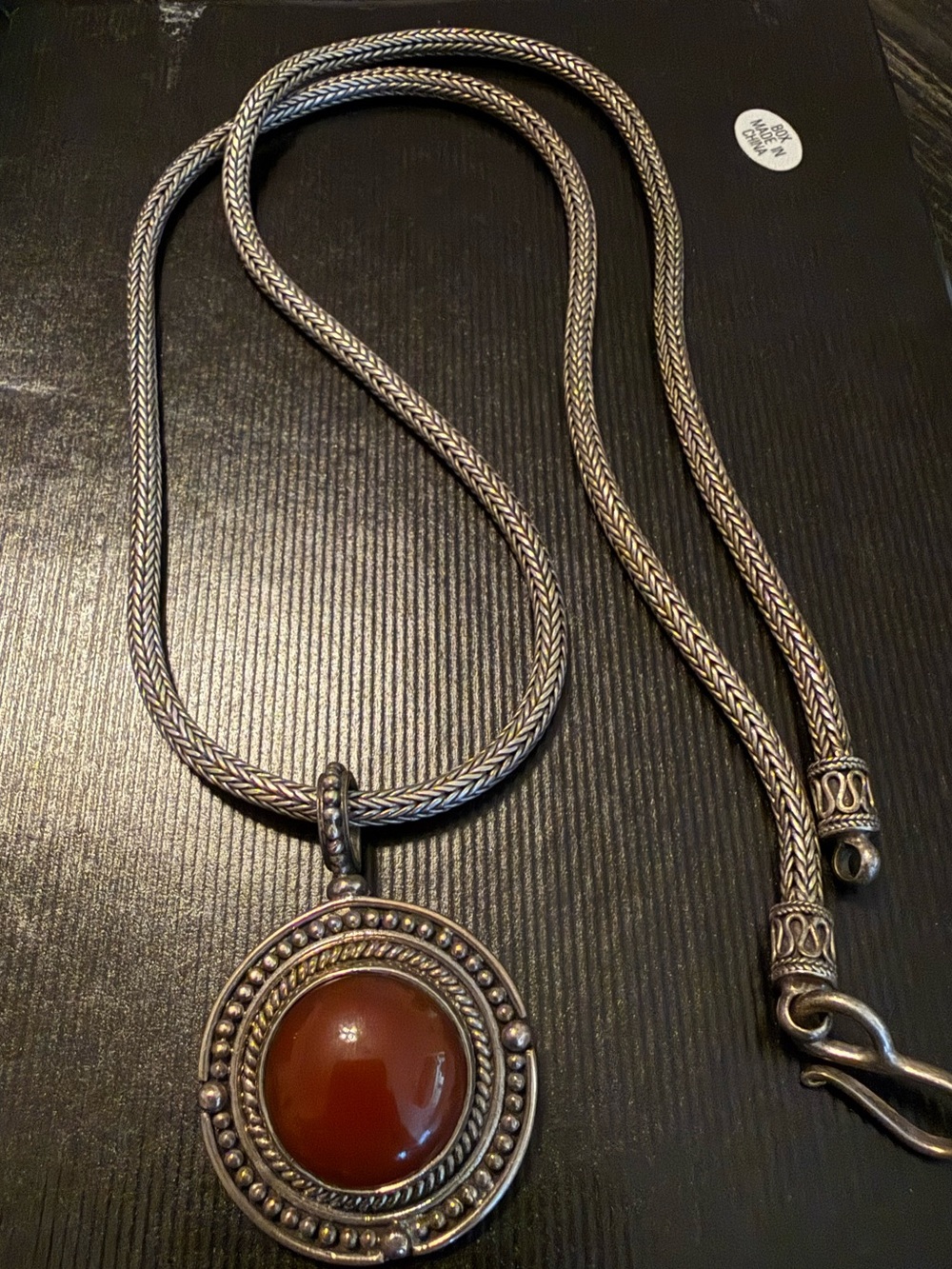 Vintage BA Suarti Bali Sterling Silver Carnelian Pendant and necklace